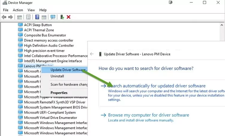 Search automatically for updated driver software